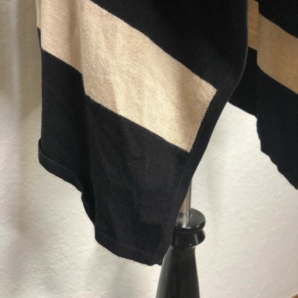 WHBM black tan striped open front waterfall cardigan size Small - Picture 6 of 14